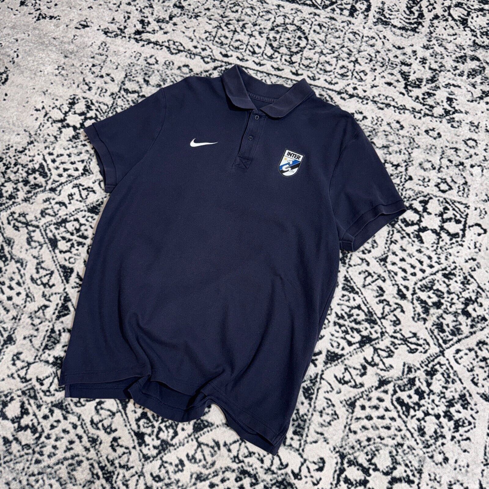 Nike × Vintage Nike Navy Cotton Polo Shirt Size L Inter Mediolan Y2K 90s Size US L / EU 52-54 / 3 - 2 Thumbnail