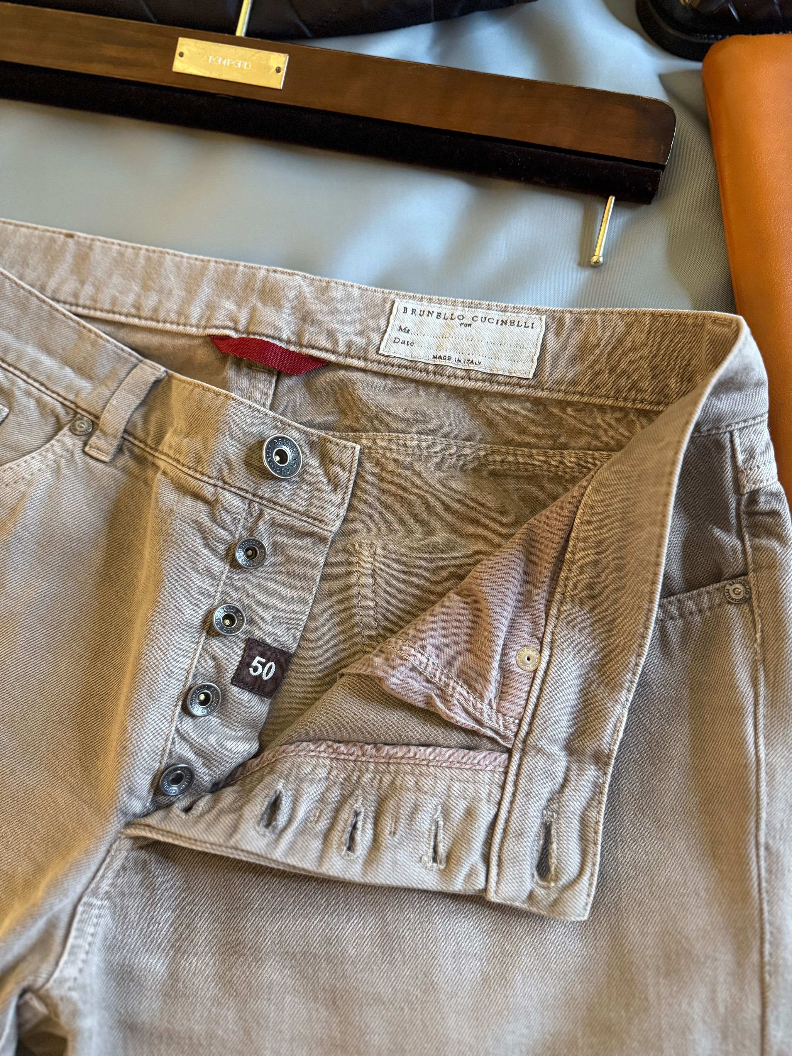 Brunello Cucinelli Best Dressed $1,050 BRUNELLO CUCINELLI Slim Fit Tan Jeans Size US 34 / EU 50 - 15 Thumbnail