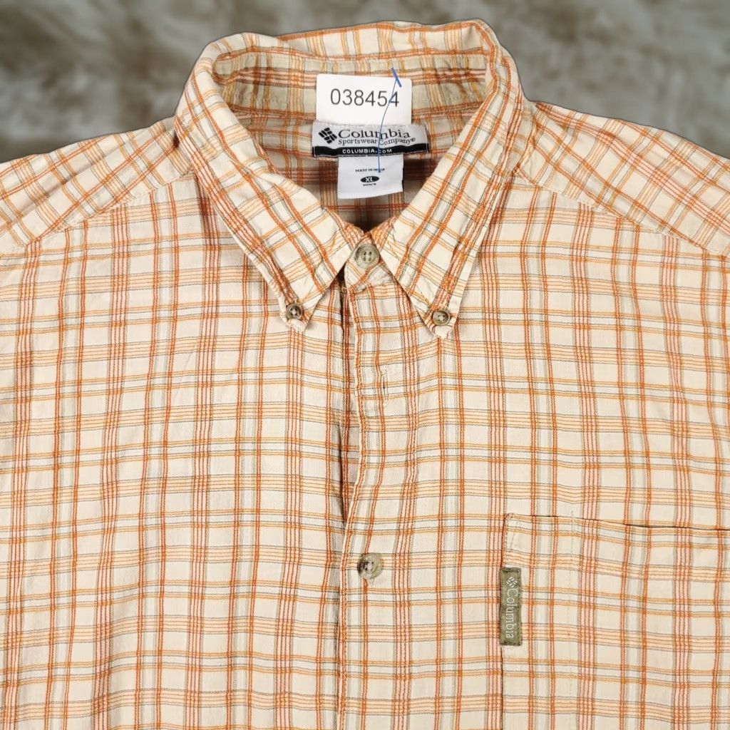 Vintage Columbia Shirt Mens XL Orange Plaid Button-Up Short Sleeve Size US XL / EU 56 / 4 - 1 Thumbnail