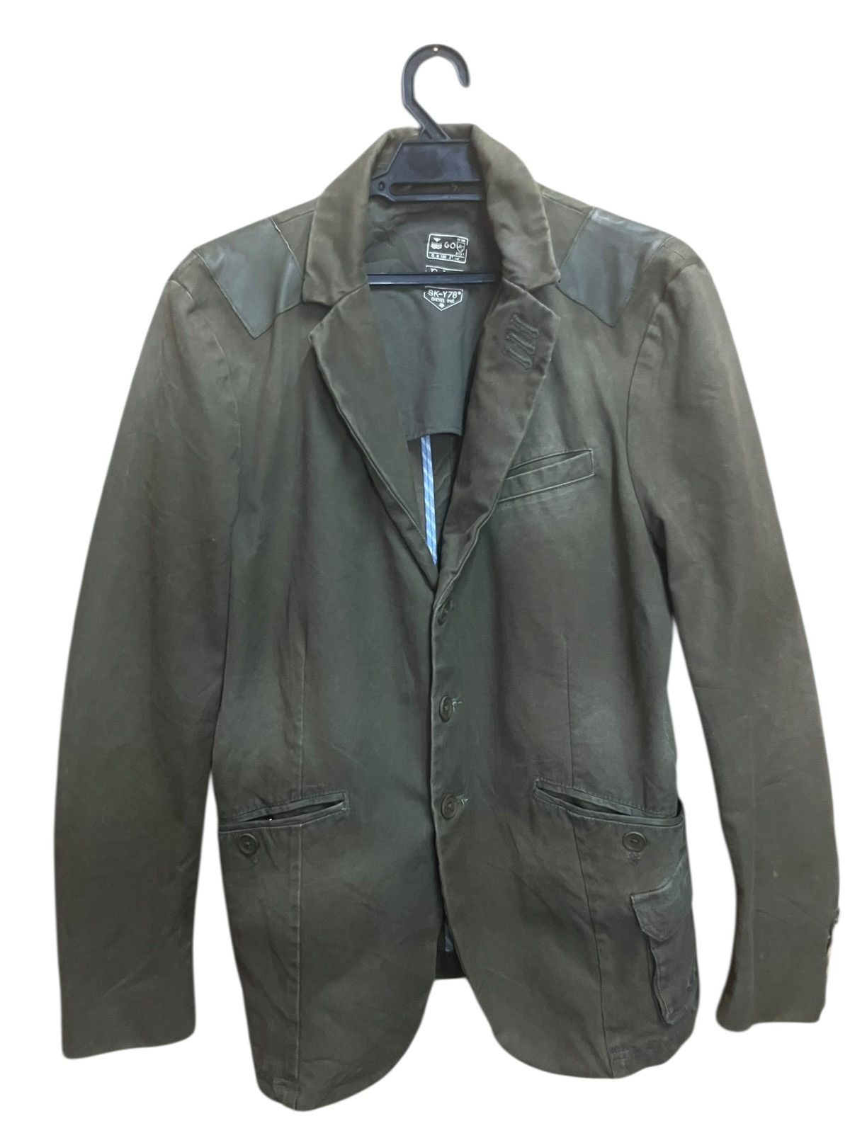 Diesel Diesel Diesel SK-Y78 Khaki Cotton Leather Trim Blazer Jacket Size US S / EU 44-46 / 1 - 1 Thumbnail