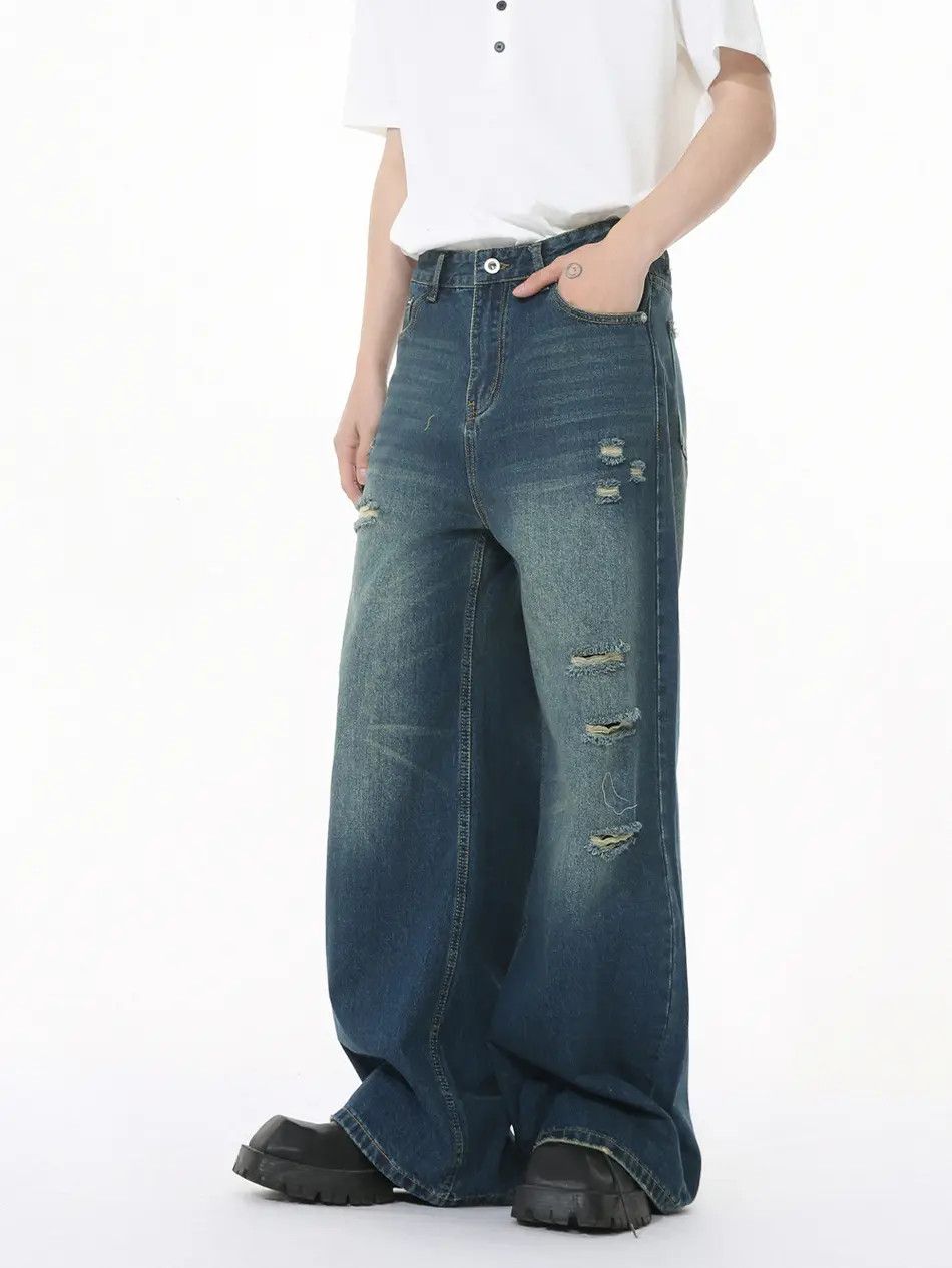 Japanese Brand Retro loose high street ripped jeans Size US 32 / EU 48 - 2 Thumbnail