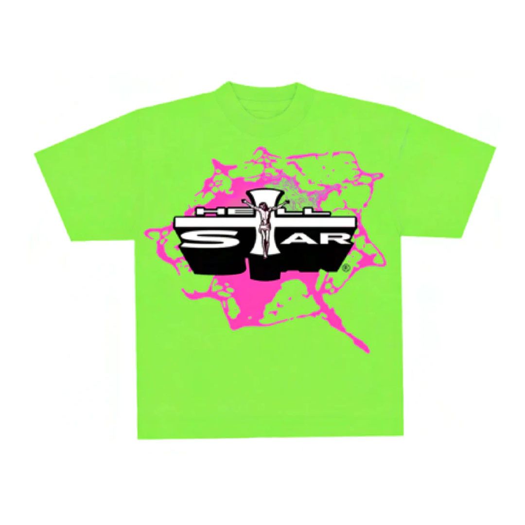 HELLSTAR Jesus Emblem Tee Lime Neon Green Size US M / EU 48-50 / 2 - 1 Thumbnail