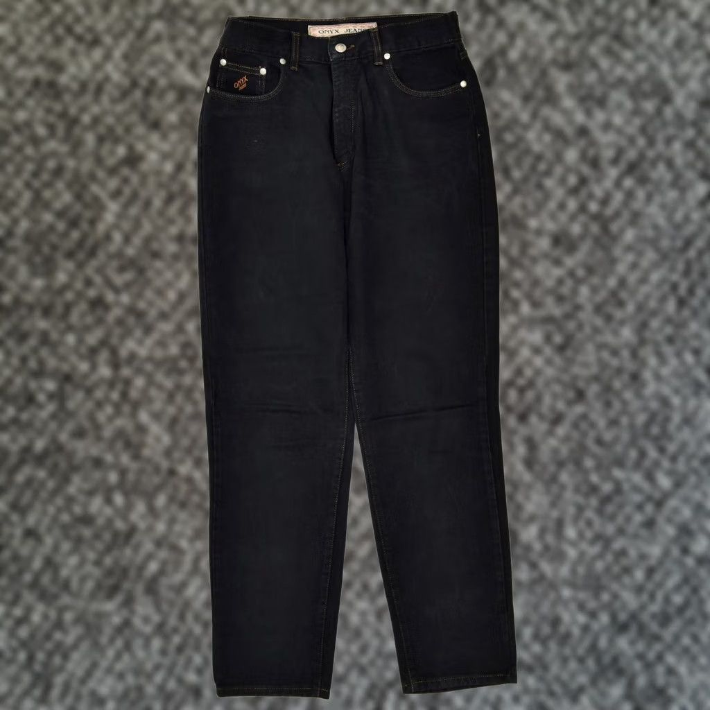 Vintage ONYX Womens Tapered Jeans Black Cotton Classic W32 L30 Size 24" / US 00 / IT 34 - 1 Thumbnail