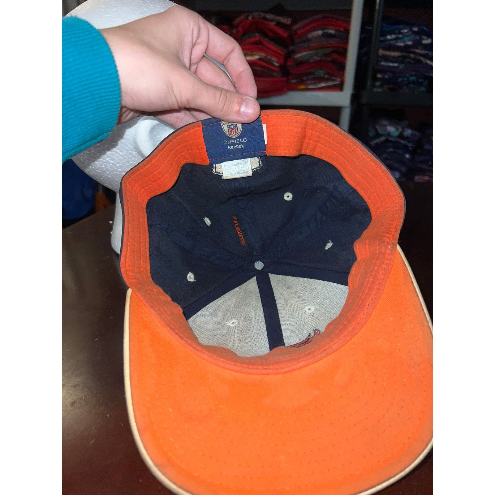 NFL Denver Broncos Hat NFL Reebok Blue Cap Headwear Worn Stained Size ONE SIZE - 7 Thumbnail