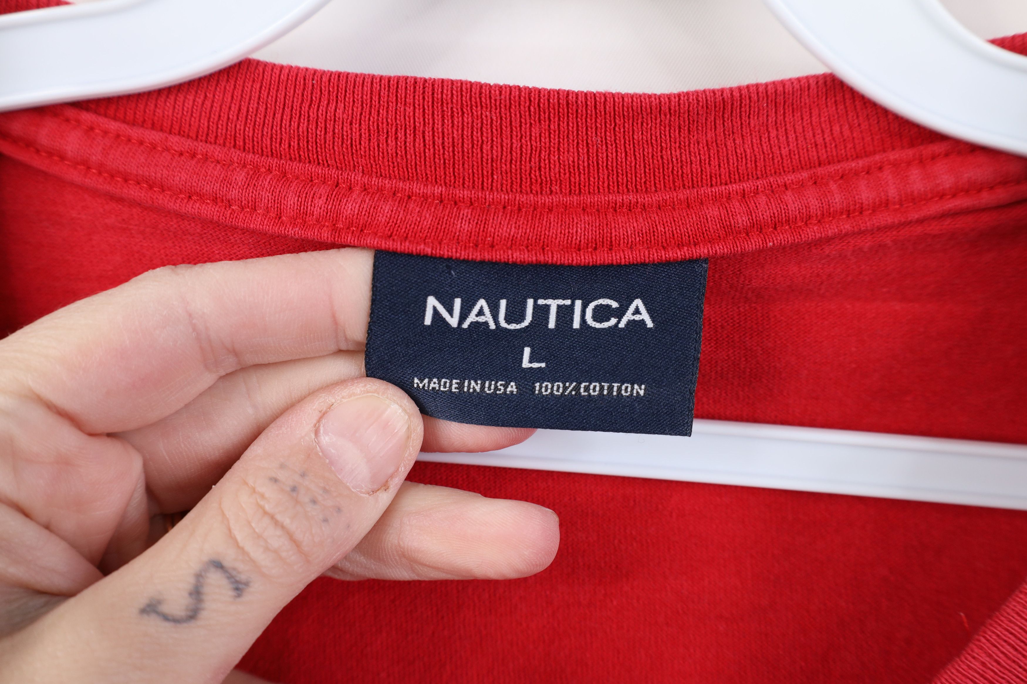 Nautica Vintage 90s Nautica Sailing Sailboat T-Shirt Cotton Red USA Size US L / EU 52-54 / 3 - 9 Thumbnail