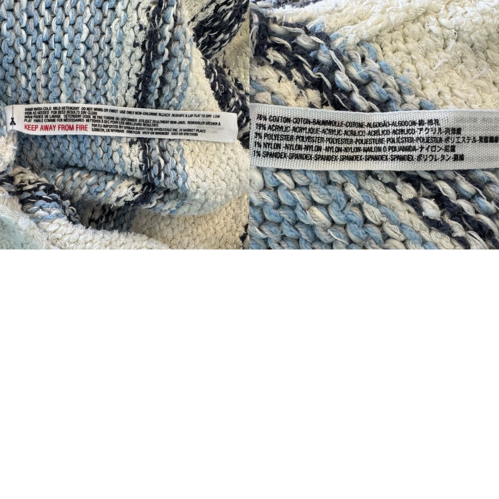 Free People VINTAGE Free People Beach Womens Sweater Dress L Blue Stripe Cowl Neck Side Slits Long Sleeve Size L / US 10 / IT 46 - 8 Thumbnail