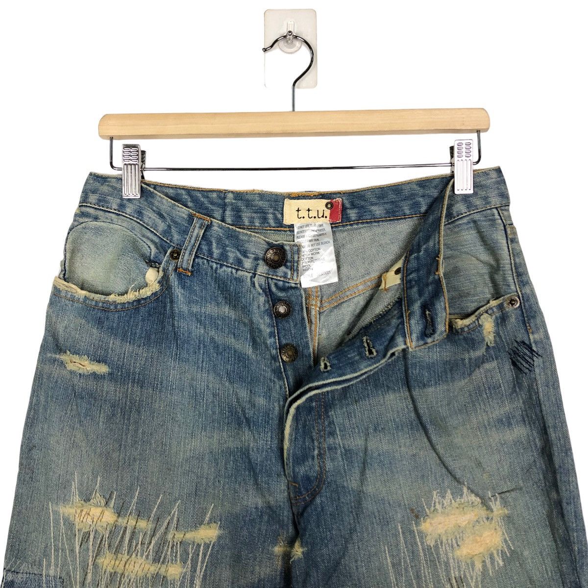 Japanese Brand 🔥Issey Miyake TTU Japan Distressed Denim Jeans Patchwork Size US 30 / EU 46 - 9 Thumbnail