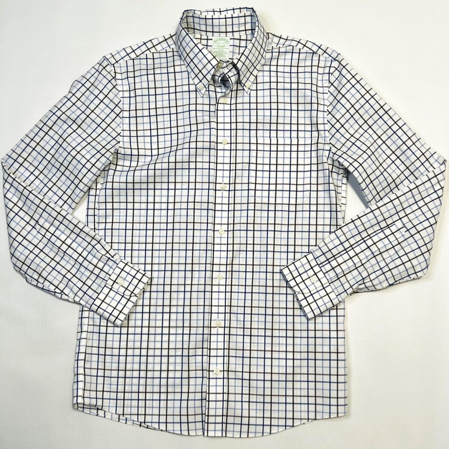 Brooks Brothers Brooks Brothers Shirt Mens 14.5 Slim White Plaid Non-Iron Supima Cotton Size US M / EU 48-50 / 2 - 2 Thumbnail