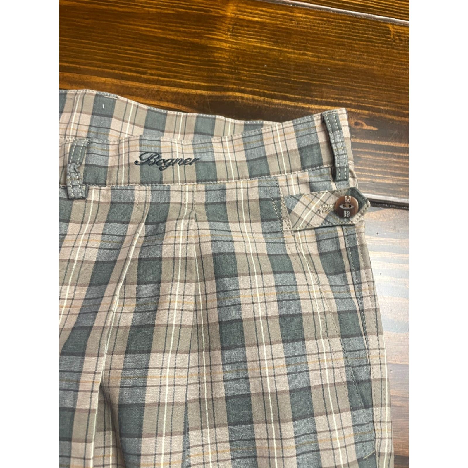 Bogner Bogner Pants Men's 41x28.5 Gray Plaid Flat Front Dress Pants Pockets Size US 41 - 3 Thumbnail