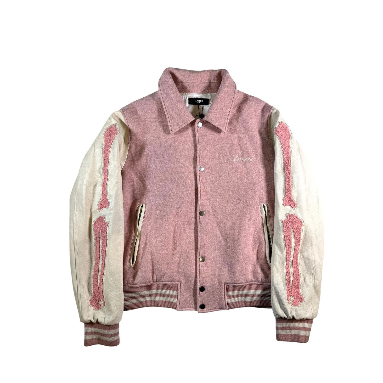 Amiri Amiri Bone Pink Varsity Jacket Size US XL / EU 56 / 4 - 1 Thumbnail