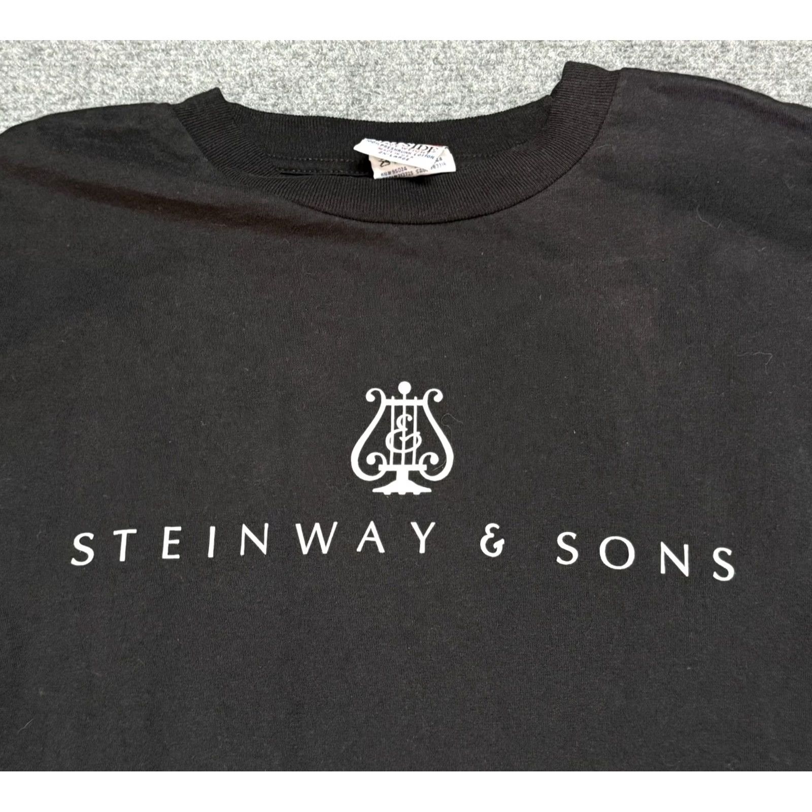 Vintage VINTAGE Bayside T-Shirt 2XL Black Music 80s 90s Steinway & Sons USA Made Short Sleeve Crew Neck Men Shirt Size US XXL / EU 58 / 5 - 2 Thumbnail