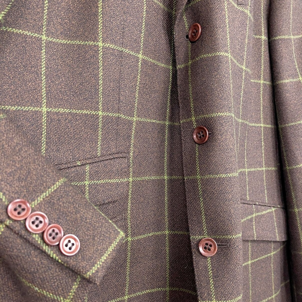 Tailorbyrd TailorByrd Flannel Windowpane Sport Coat Brown Mens L Size 40R - 3 Thumbnail