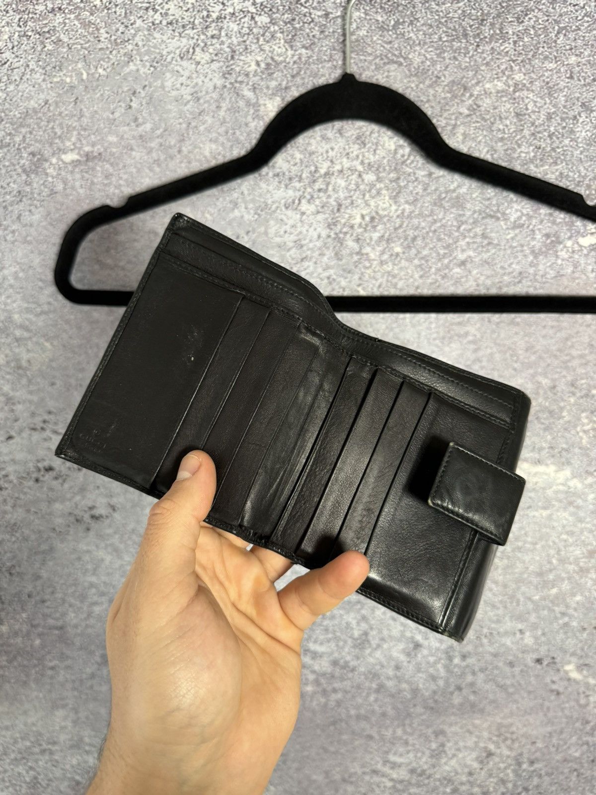 Gucci × Vintage Gucci Wallet Bifold Vintage Black Leather Unisex Authentic Size ONE SIZE - 11 Thumbnail