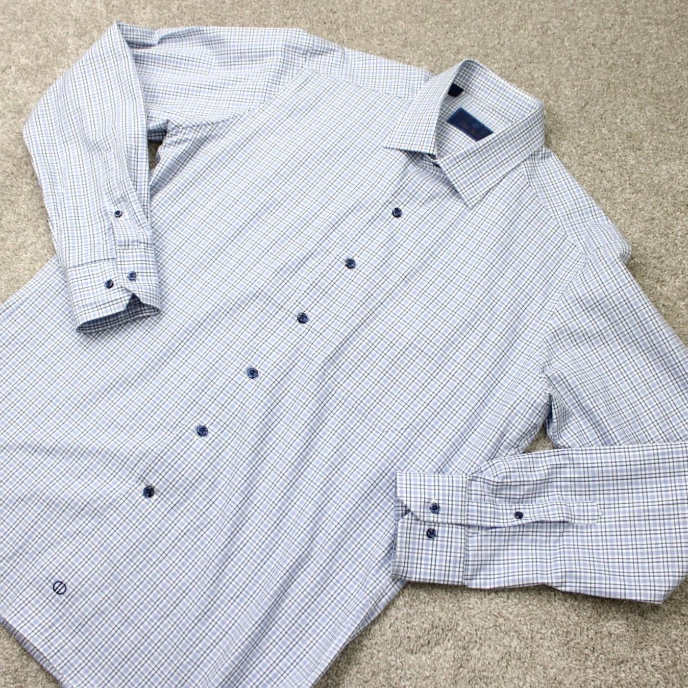 David Donahue David Donahue Shirt Mens Large Blue Plaid 100% Cotton Long Sleeve Button Up Size US L / EU 52-54 / 3 - 4 Thumbnail