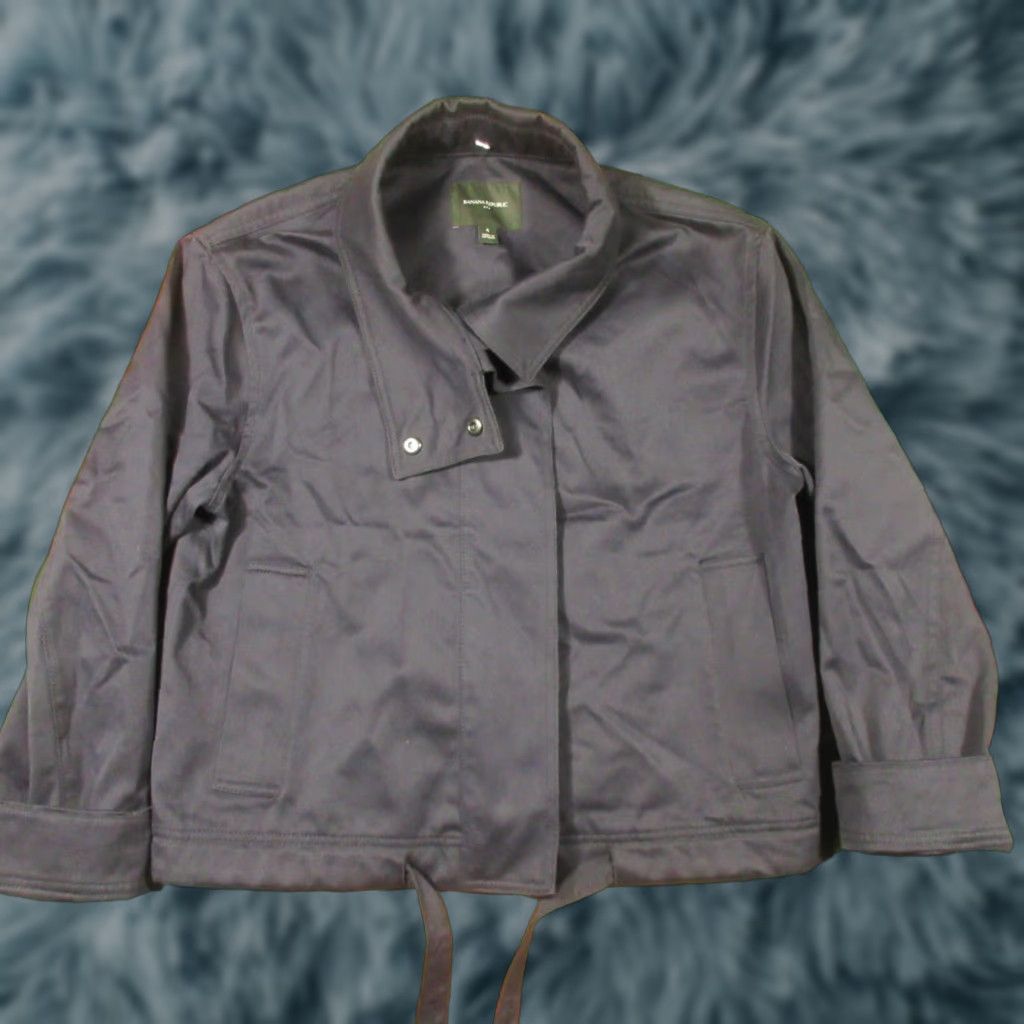 Banana Republic Banana Republic Blazer Jacket Womens Navy Cotton Canvas Short Sleeve Button Pockets City Classic Preppy Regular EUC Fall Winter Spring Size S / US 4 / IT 40 - 1 Thumbnail