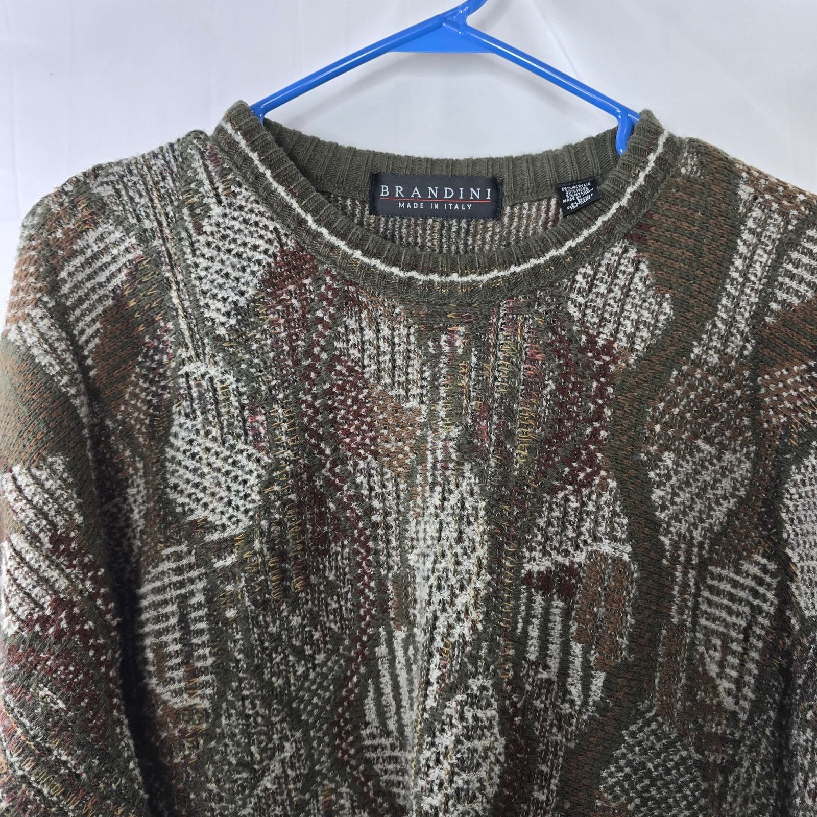 Brandini Brandini Green Brown Tan Wool Blend Sweater Italy Size Large Size US L / EU 52-54 / 3 - 2 Thumbnail