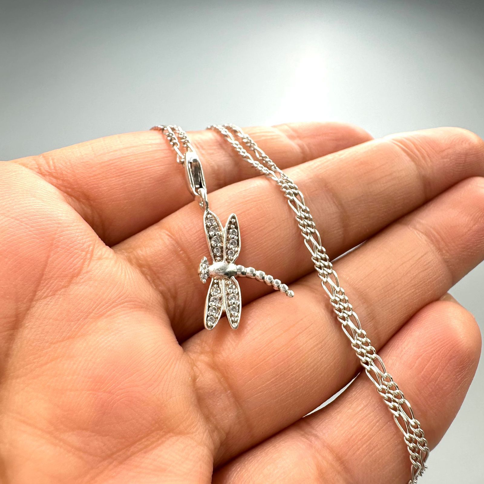 Sterling Silver Vintage 925 Sterling Silver Necklace Dragonfly Pendant Size ONE SIZE - 3 Thumbnail
