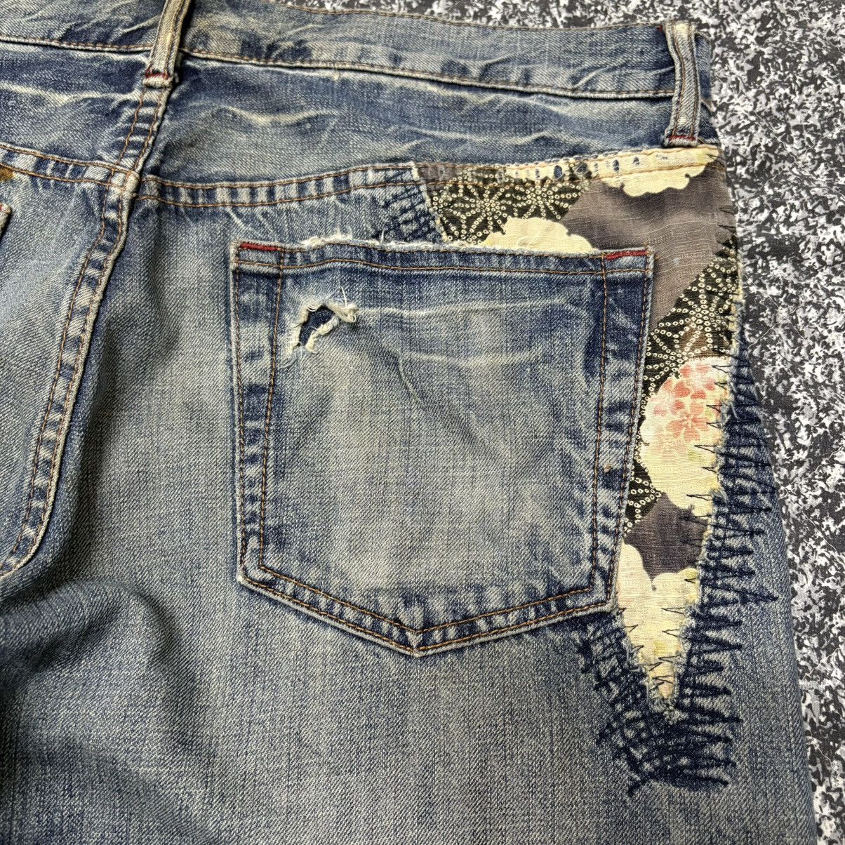 Japanese Brand × Takeo Kikuchi 🔴 Vintage Takeo Kikuchi Patchwork Distressed Denim Jeans 🔴 Size US 36 / EU 52 - 12 Thumbnail