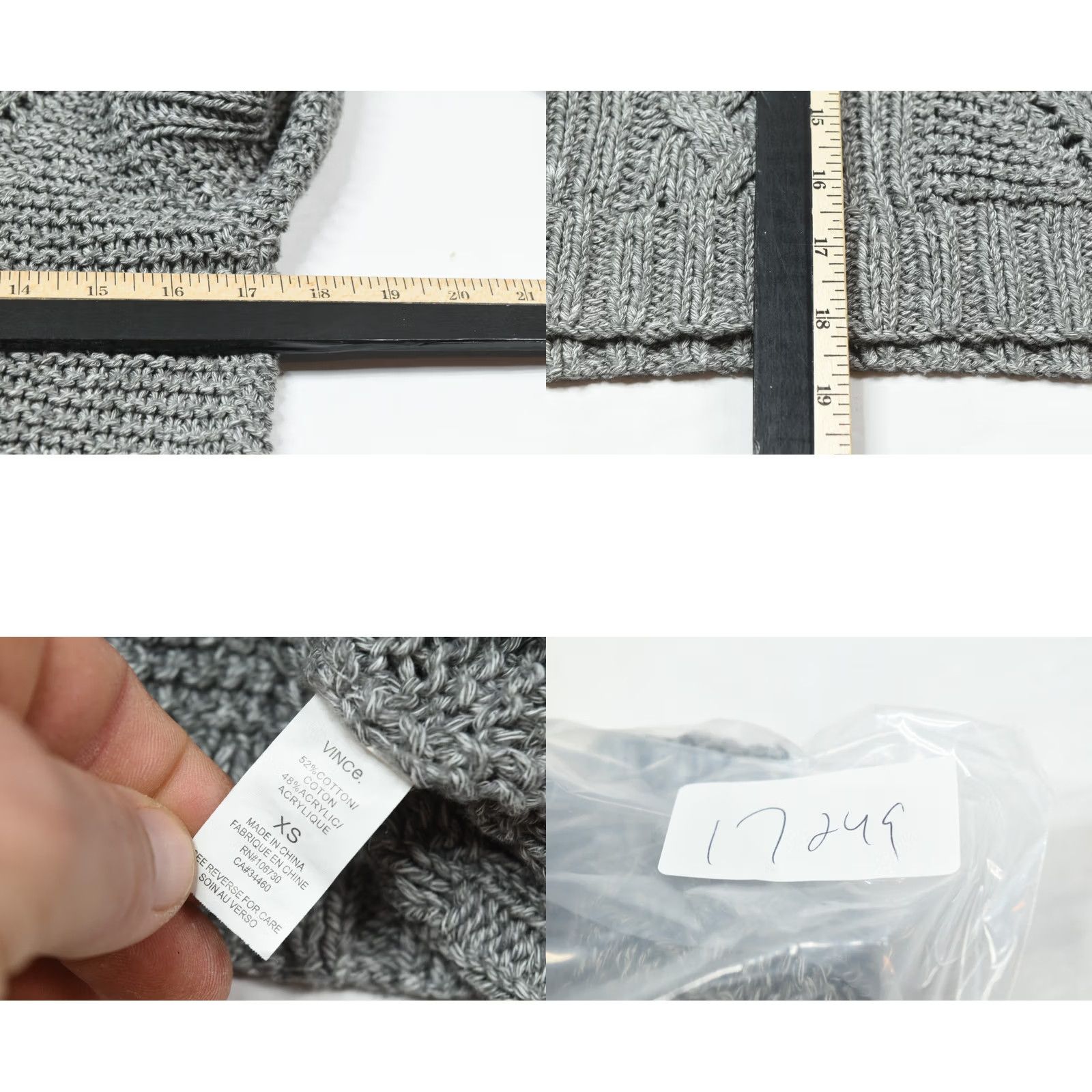 Vince Vince Gray Knit Sweater Long Sleeve Pullover Womens XS Regular Size Pullover Knit Pattern Solid Winter Fall Spring Casual Women’s Size XS / US 0-2 / IT 36-38 - 8 Thumbnail