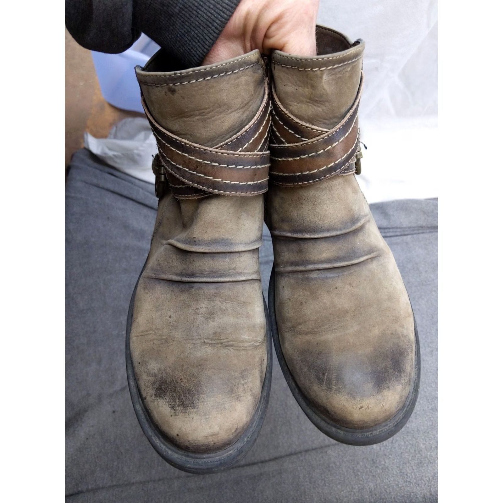 Vintage Earth Laurel Stone Boots Womens Casual Ankle Zip Booties Brown Leather Size 8.5 39 Block Heel Shoes Womens Size US 9 / IT 39 - 3 Thumbnail