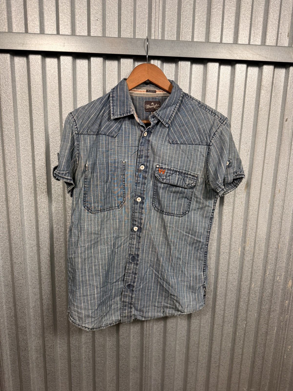 Wrangler Vintage Wrangler Pinstripe Denim Button Up Wester Cowboy Shi Size US M / EU 48-50 / 2 - 8 Thumbnail