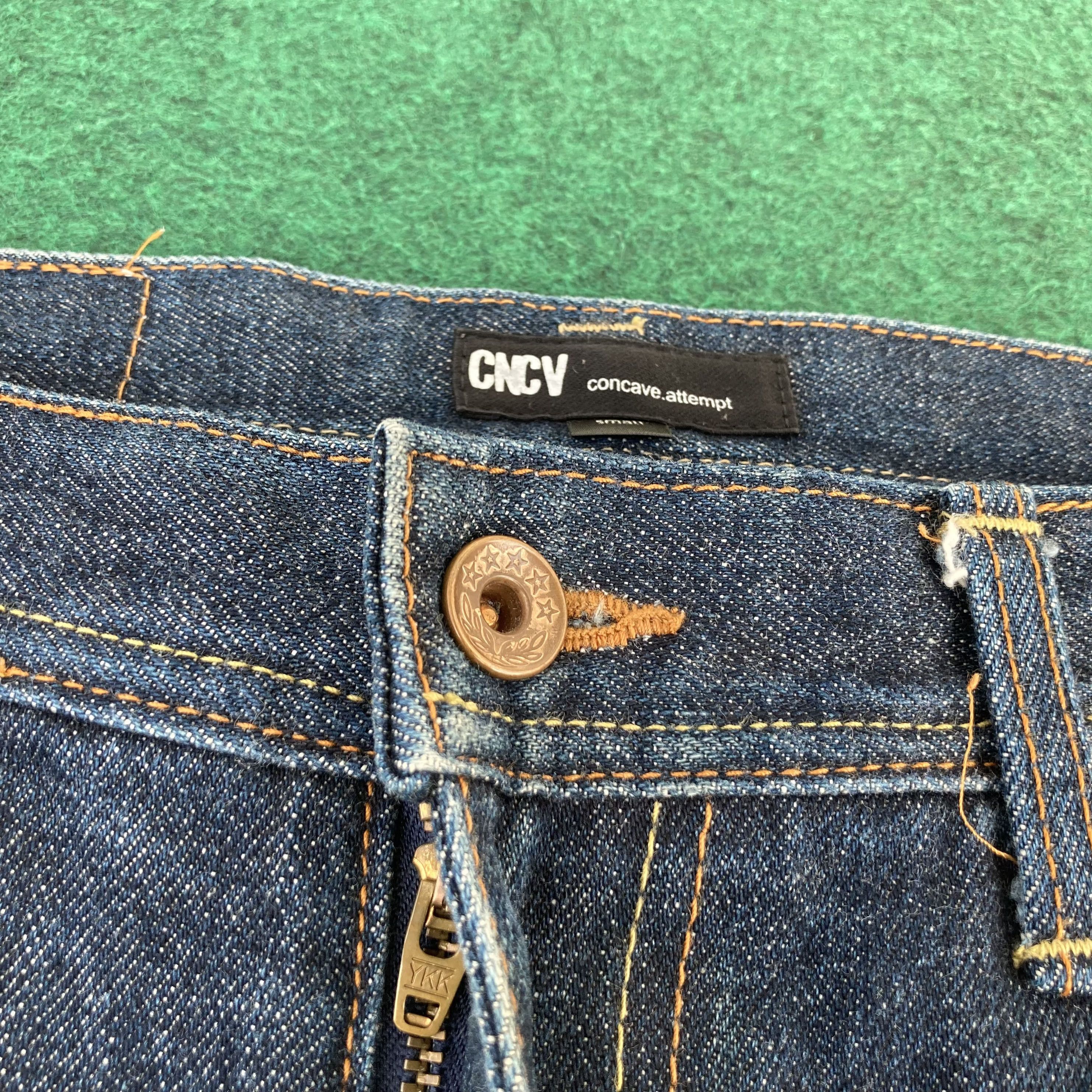 Japanese Brand Vtg Cav Concave Attempt Empt Japan Denim Zipper Jeans Size US 31 - 4 Thumbnail