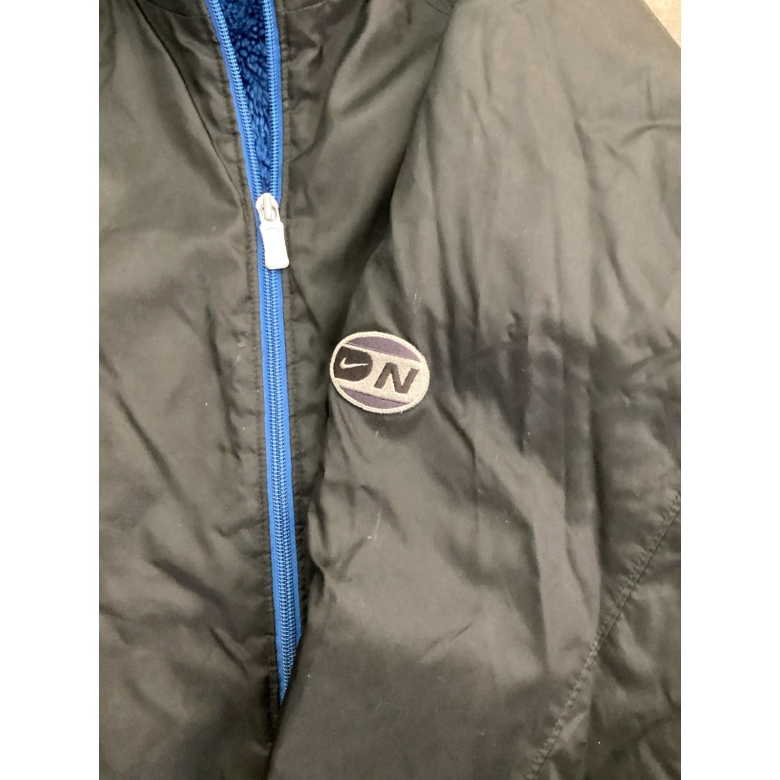 Nike VINTAGE Nike Jacket Men M Black Winter Nylon Packable Hood Fleece Lined Deep Pile Blue Accents Full Zip Pockets Adjustable Wrists Size US M / EU 48-50 / 2 - 5 Thumbnail
