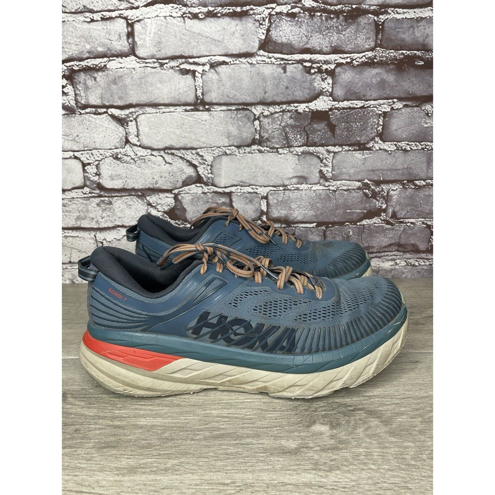Hoka Hoka One One Bondi 7 110518 RTOS Blue Synthetic Running Shoe Size US 10.5 / EU 43-44 - 13 Thumbnail