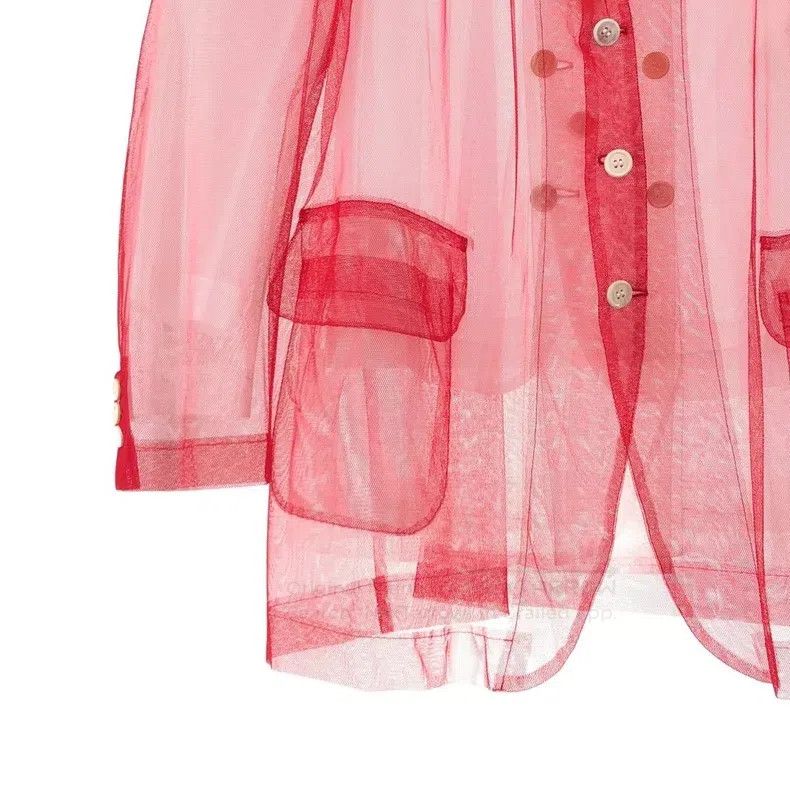 Comme des Garcons Comme Des Garcons Red Tinted Net Layered Top Size S / US 4 / IT 40 - 3 Thumbnail