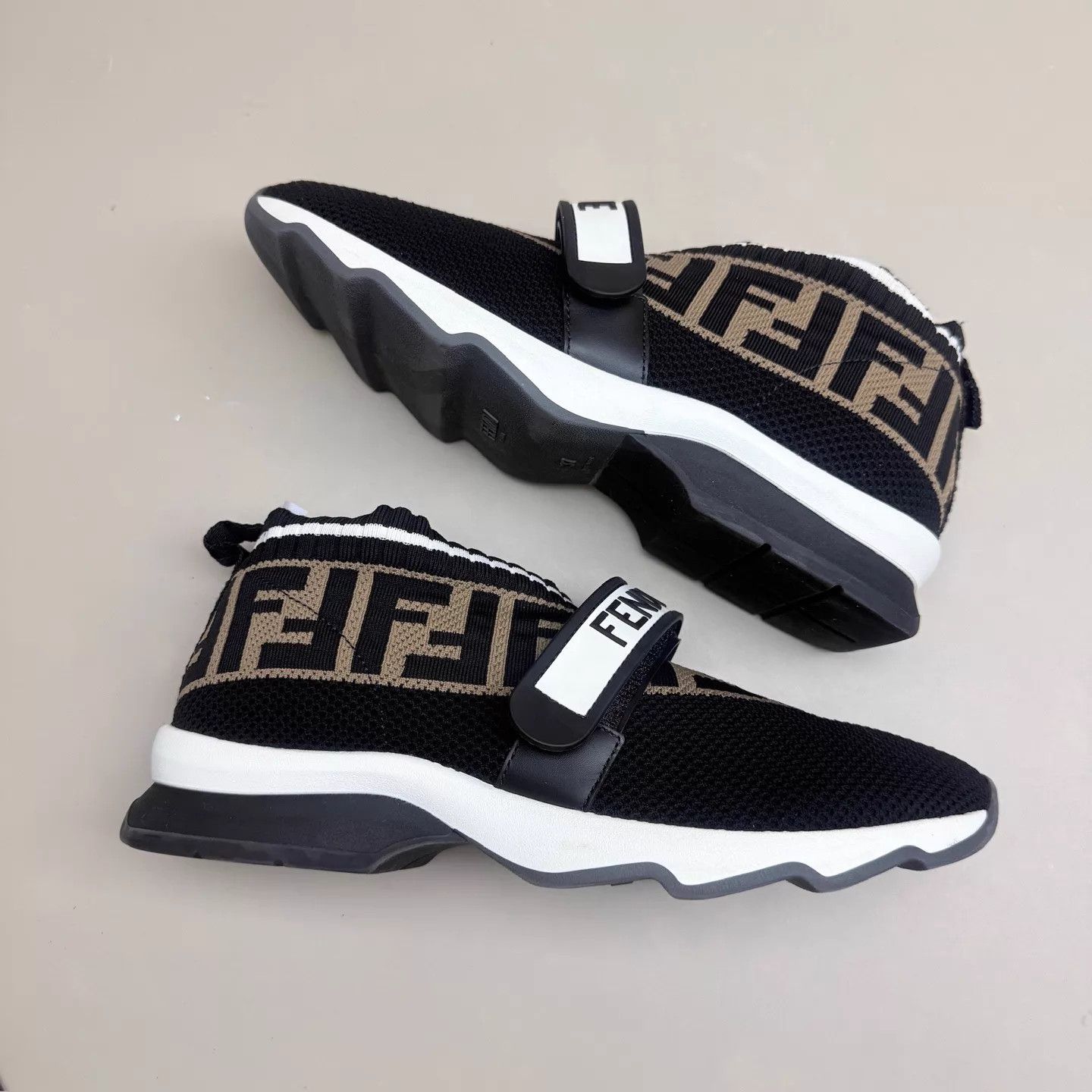 Fendi Fendi Black & Brown Allover Knit Sock Shoe 37 99 New Size US 6.5 / IT 36.5 - 4 Thumbnail