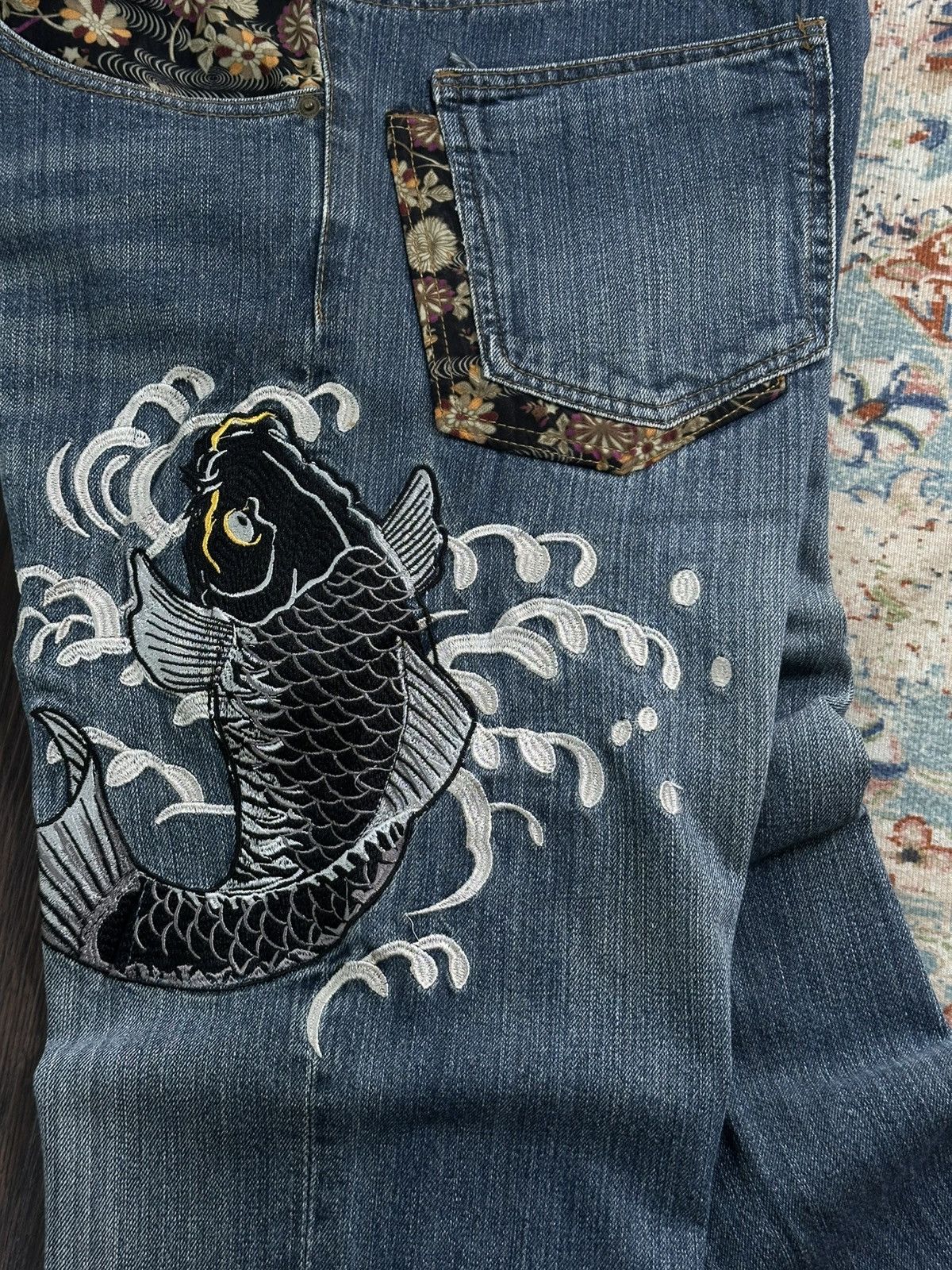 Karakuri Tamashii KARAKURI STYLE ‘ DOMINATE ‘ KOI EMBROIDERY JAPANESE DENIM Size US 30 / EU 46 - 9 Thumbnail