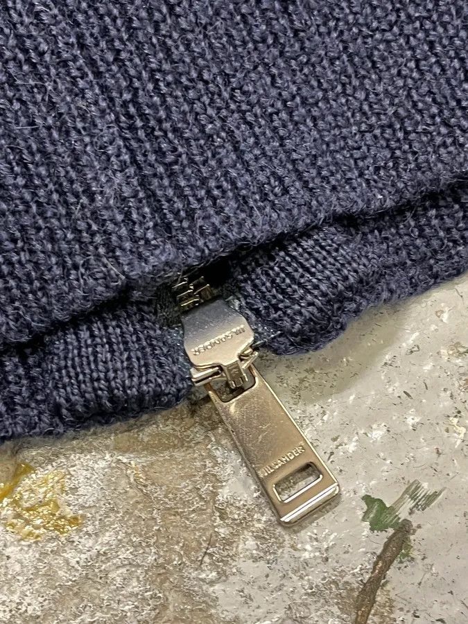 Jil Sander Jil Sander Navy Wool Two Tone Zip-up Sweater Size US M / EU 48-50 / 2 - 10 Thumbnail