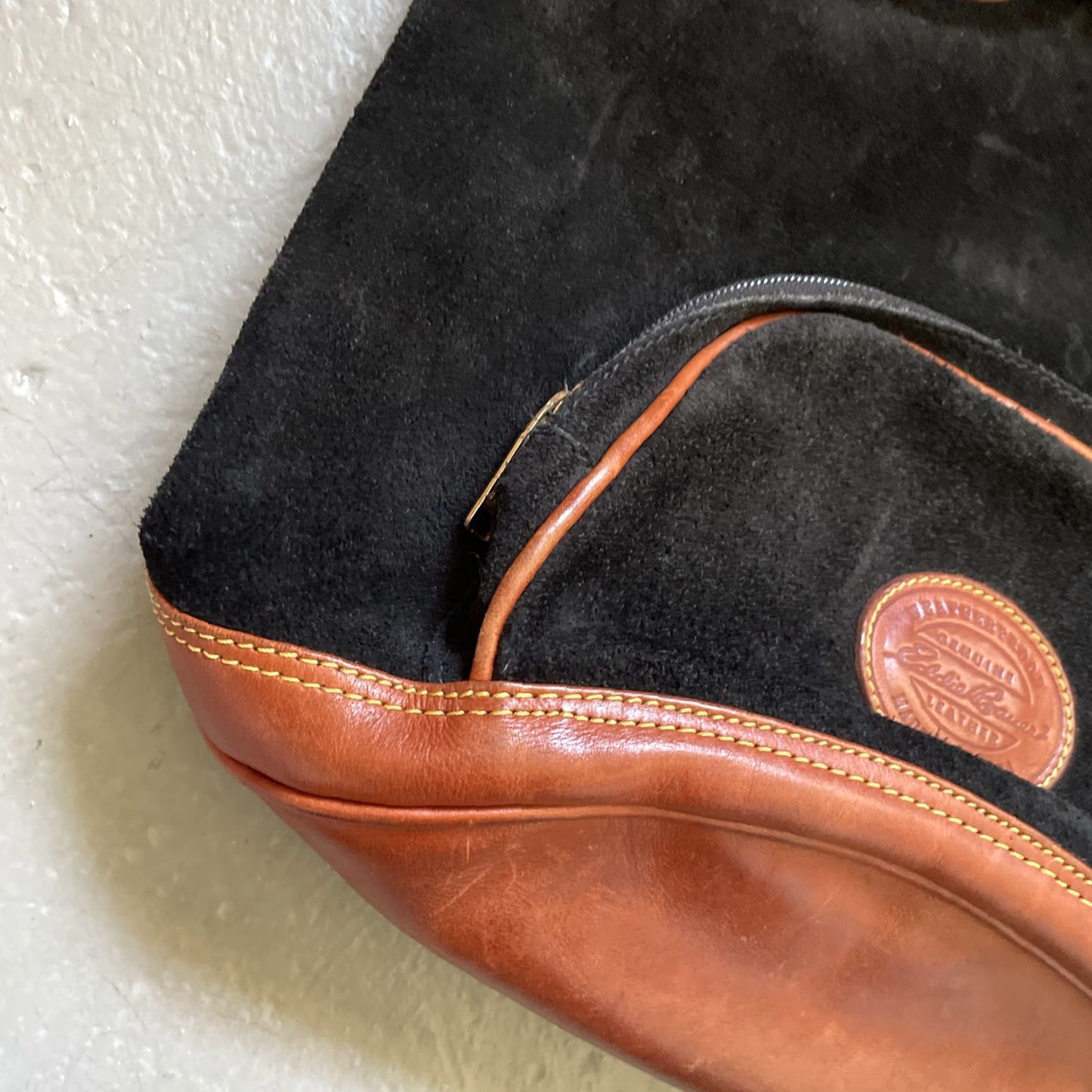 Eddie Bauer VINTAGE Eddie Bauer Suede Leather Rucksack Backpack Travel Canada Unisex Adults Black 90s Classic Backpack Mens Womens Size ONE SIZE - 3 Thumbnail