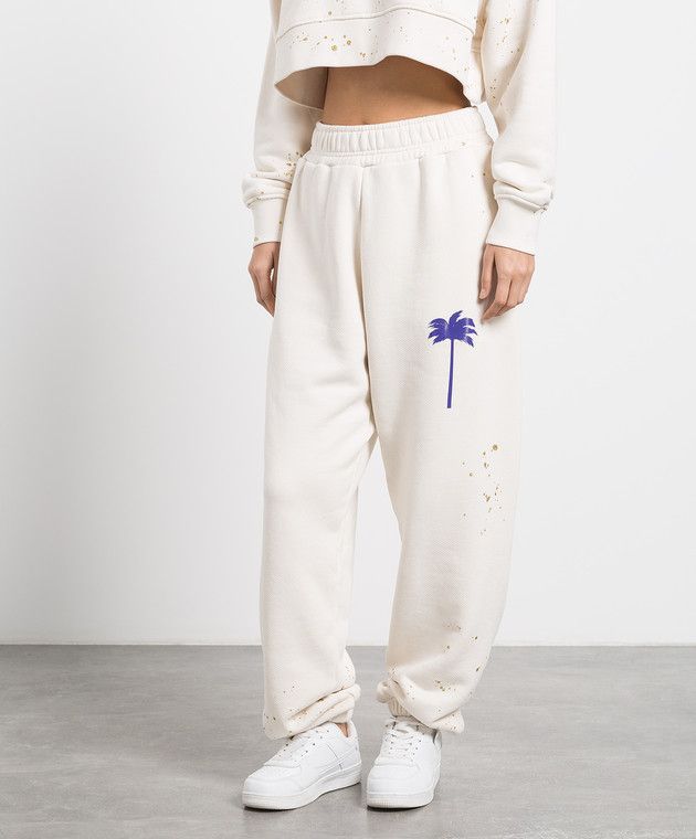 Palm Angels o1mle0425 Pxp Painted Sweatpants in Butter Size 28" / US 6 / IT 42 - 3 Thumbnail