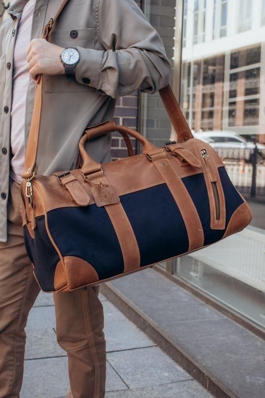 Handmade Genuine leather and thick canvas. Leather Weekender Size ONE SIZE - 2 Thumbnail