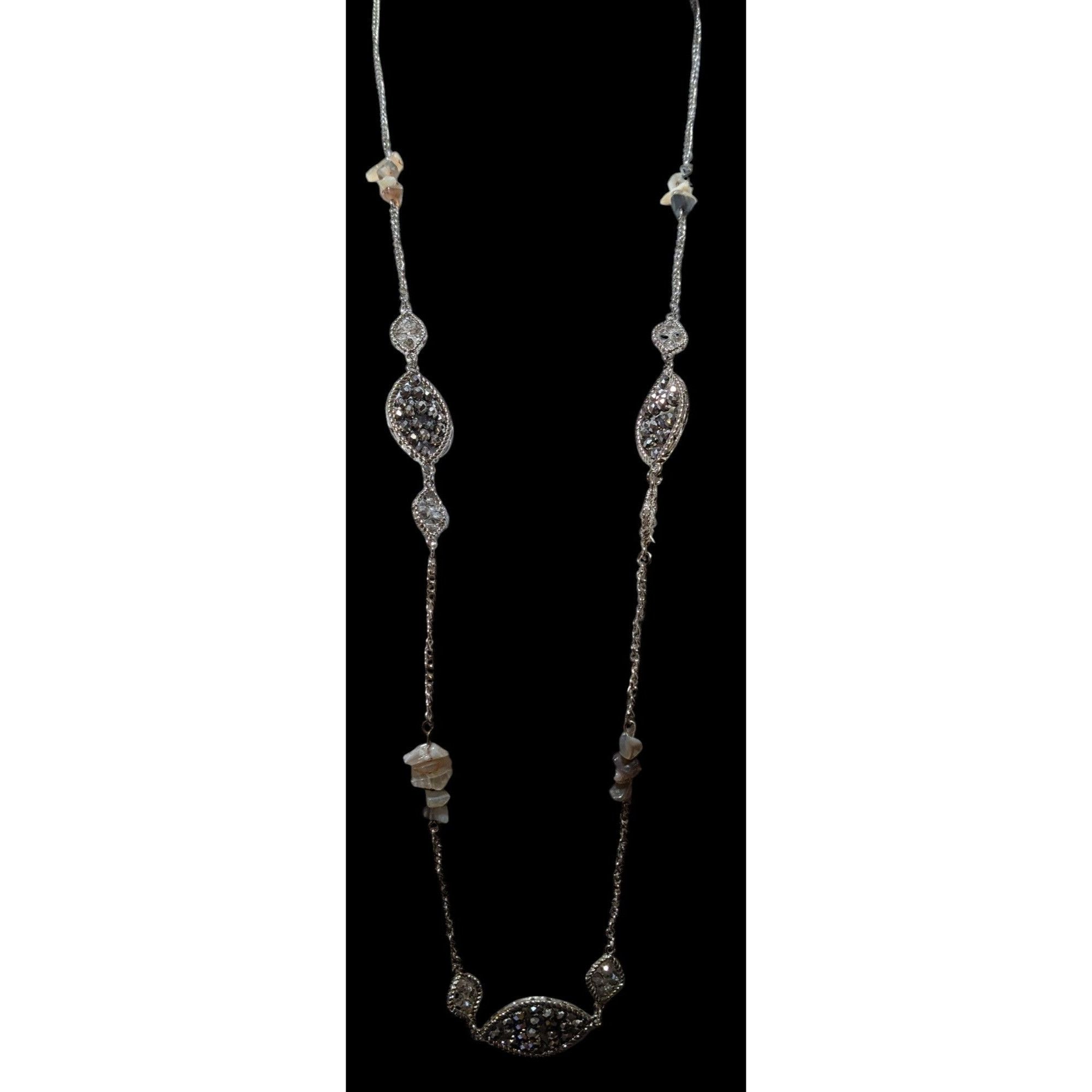 Other Y2K Silver Glass Gemstone Chip Station Necklace Size ONE SIZE - 2 Thumbnail