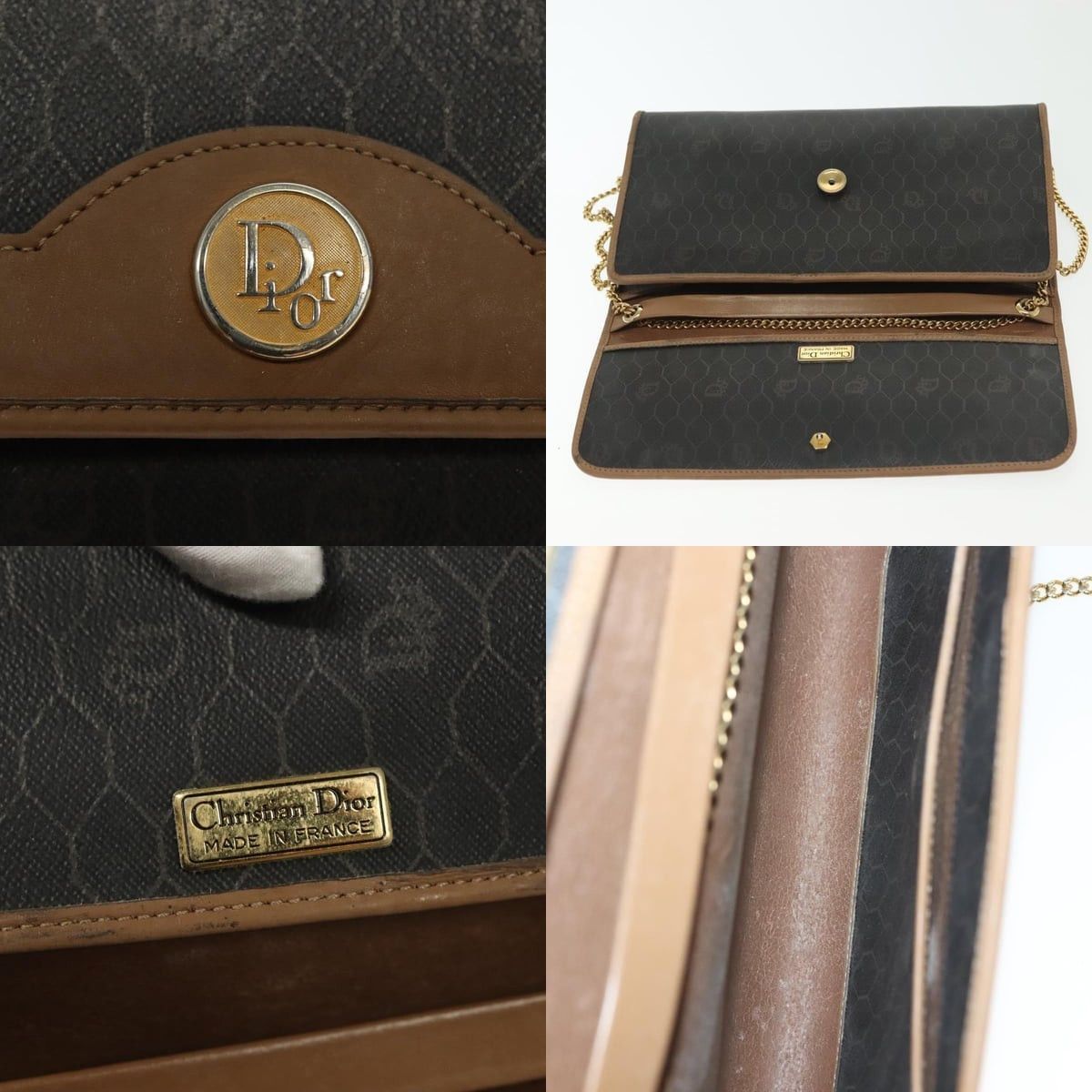 Dior DIOR Honeycomb Canvas Chain Shoulder Bag Pvc Black Gold Size ONE SIZE - 11 Thumbnail