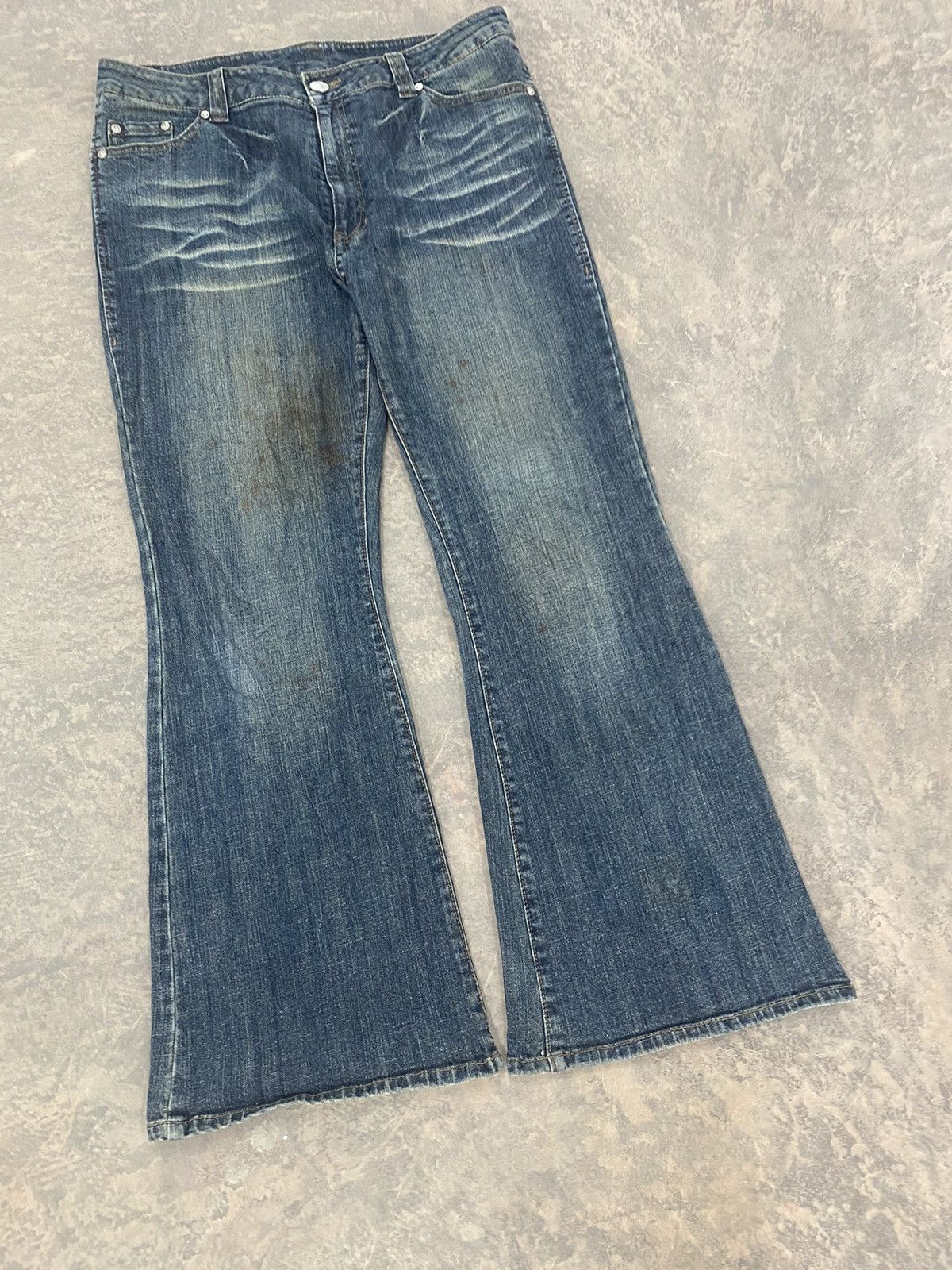 Hysteric Glamour VINTAGE JAPAN BRAND FLARE JEANS WASH LGB PUNK PANTS Size US 35 - 2 Thumbnail