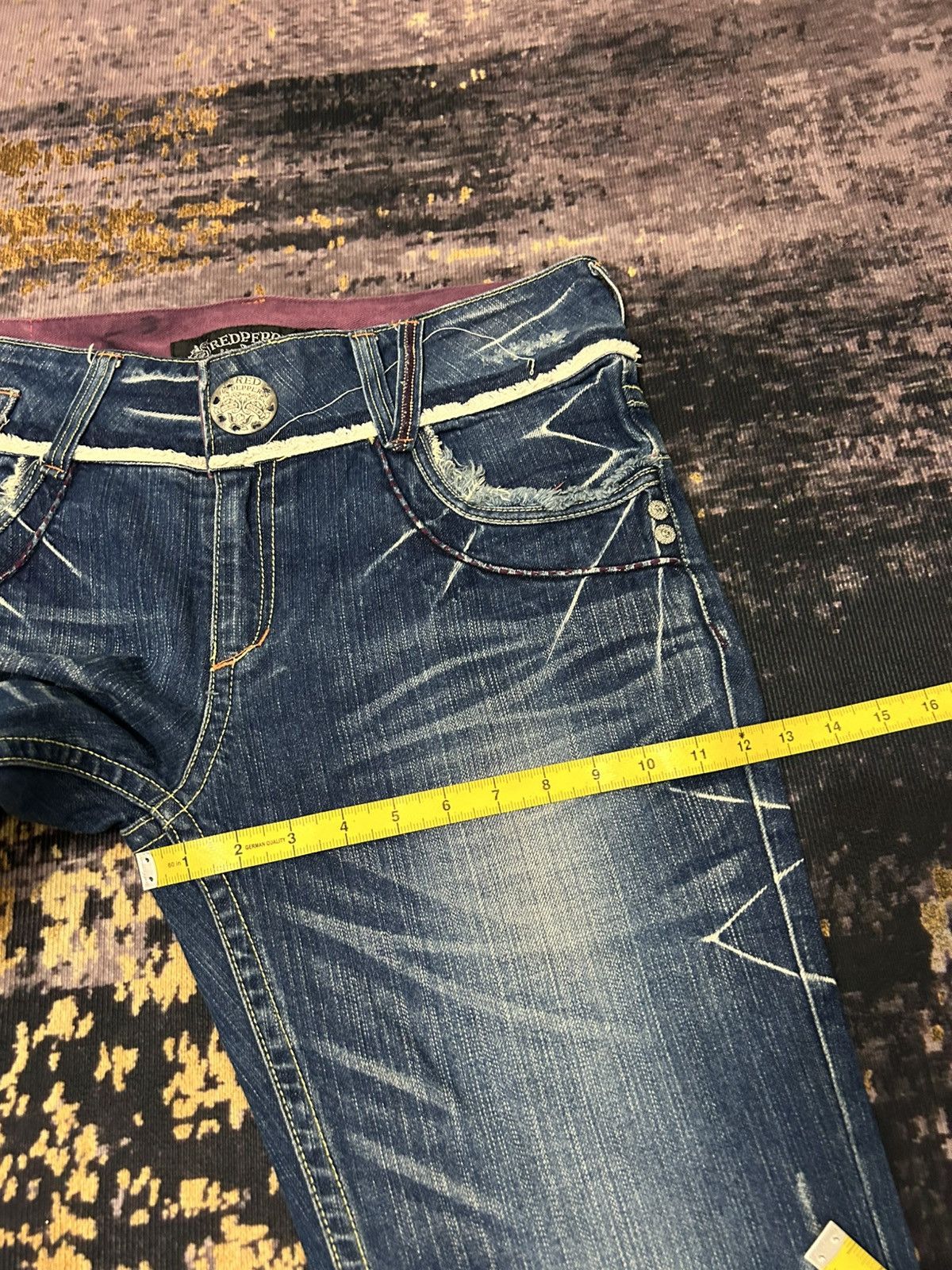 Tornado Mart Red Pepper Wing Back Embroidered Whiskered Jeans Size US 34 / EU 50 - 21 Thumbnail