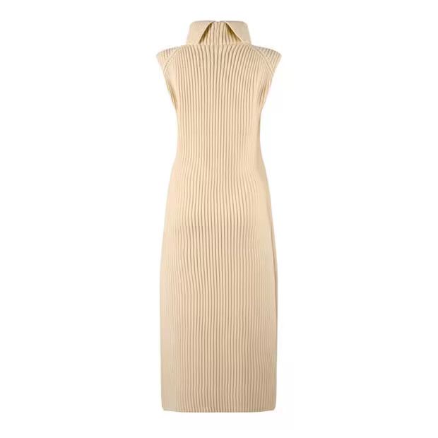 Jil Sander o1g2r1mq1024 Ribbed Knit Dress in Butter Size XXS / US 00 / IT 34 - 1 Thumbnail