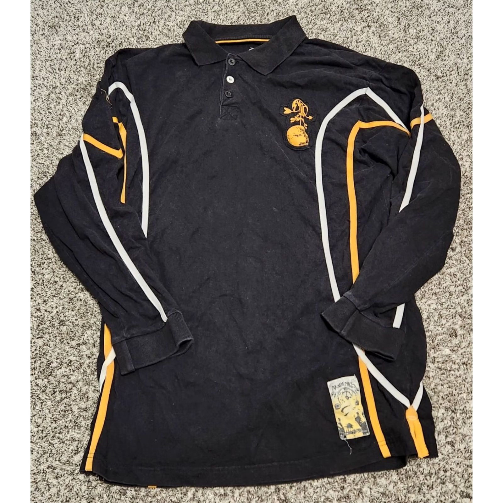 Akademiks Akademiks Polo Shirt Black 2XL Long Sleeve Cotton Logo Regular Men Golf Walking Classic All Seasons Size US XXL / EU 58 / 5 - 2 Thumbnail