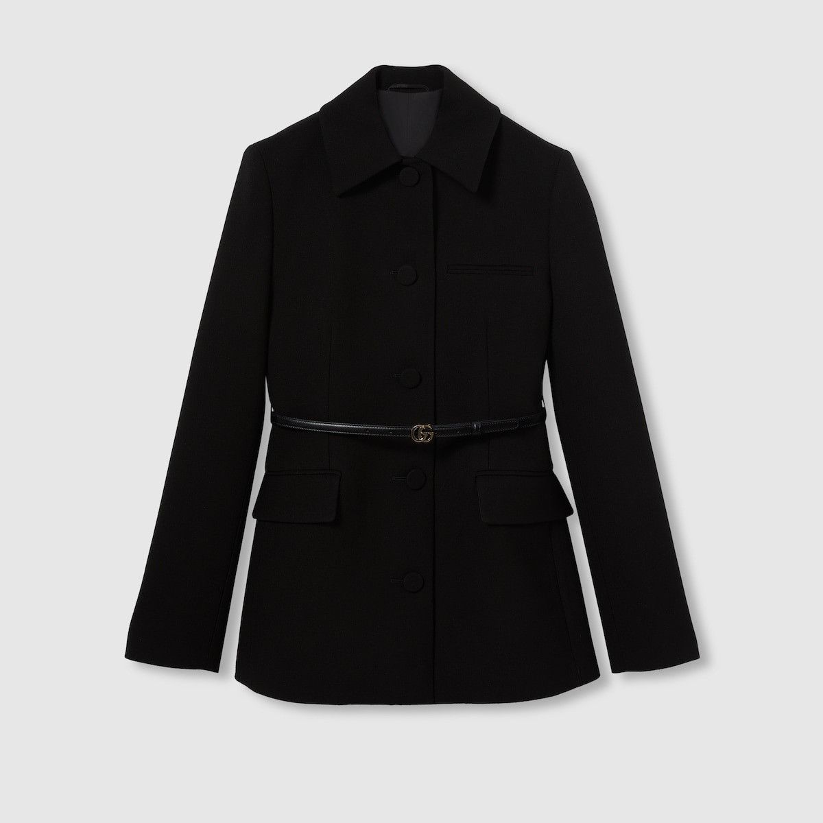 Gucci o1la5ras0526 Wool Crêpe Jacket in Black Size XS / US 0-2 / IT 36-38 - 1 Thumbnail