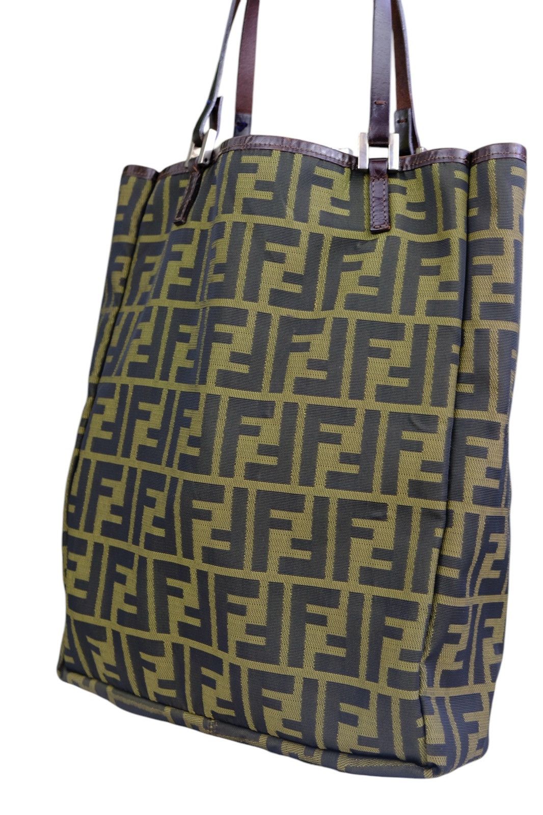 Fendi Vintage fendi zucca tote bag with brown leather pouch bag Size ONE SIZE - 3 Thumbnail