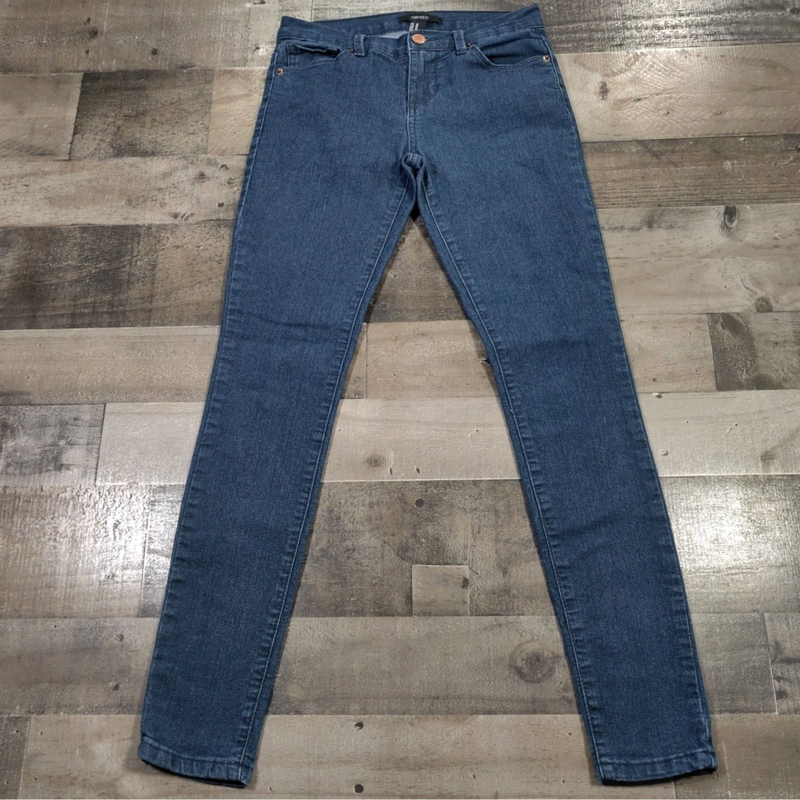 Forever 21 Forever 21 Jeans Womens 25 Low Rise Skinny Zip Closure Dark Wash Denim Blue 5-Pocket Mens? Size 42" / US 20 - 2 Thumbnail