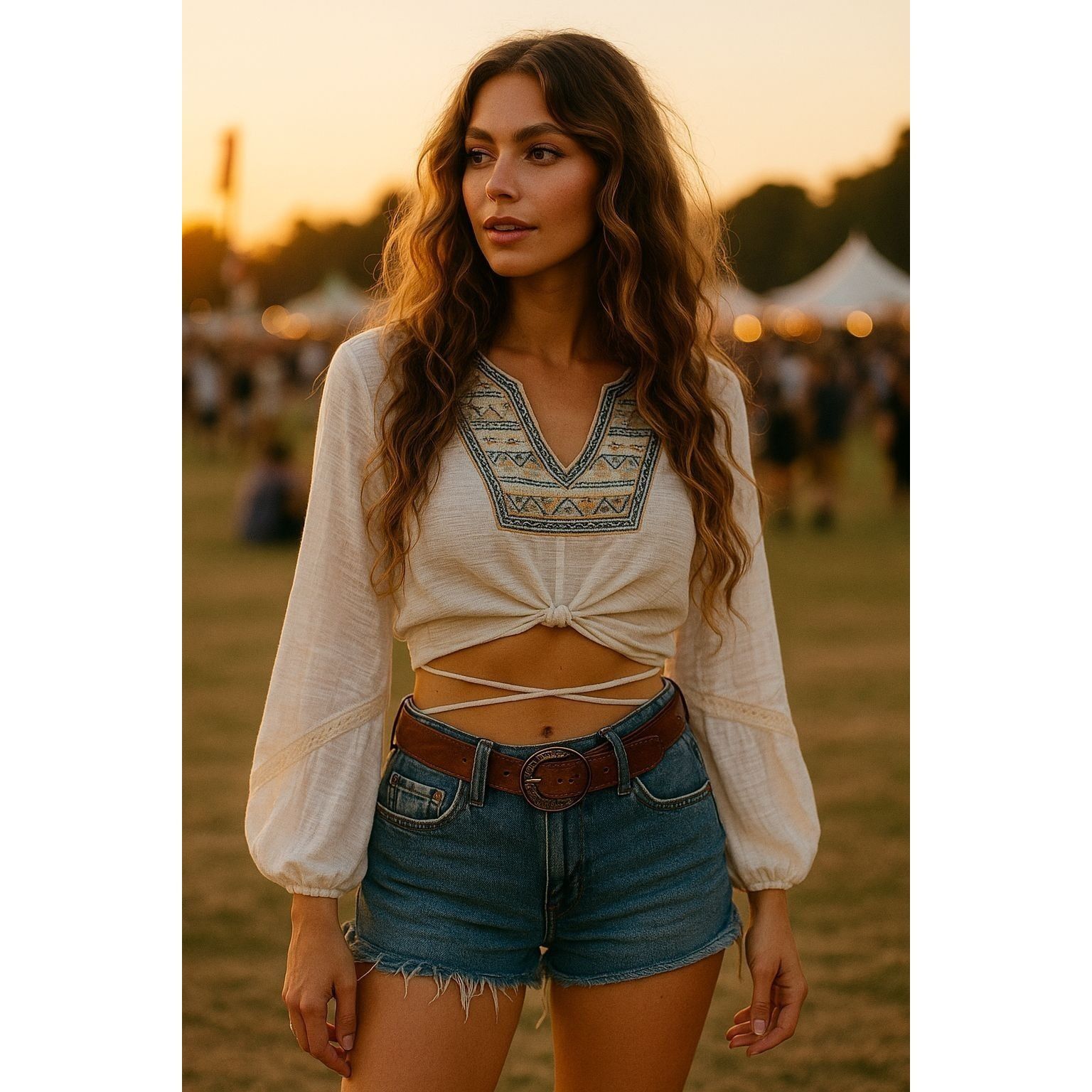 Other Pol White M Peasant Top Boho Embroidered Festival Cottagecor Size M / US 6-8 / IT 42-44 - 2 Thumbnail