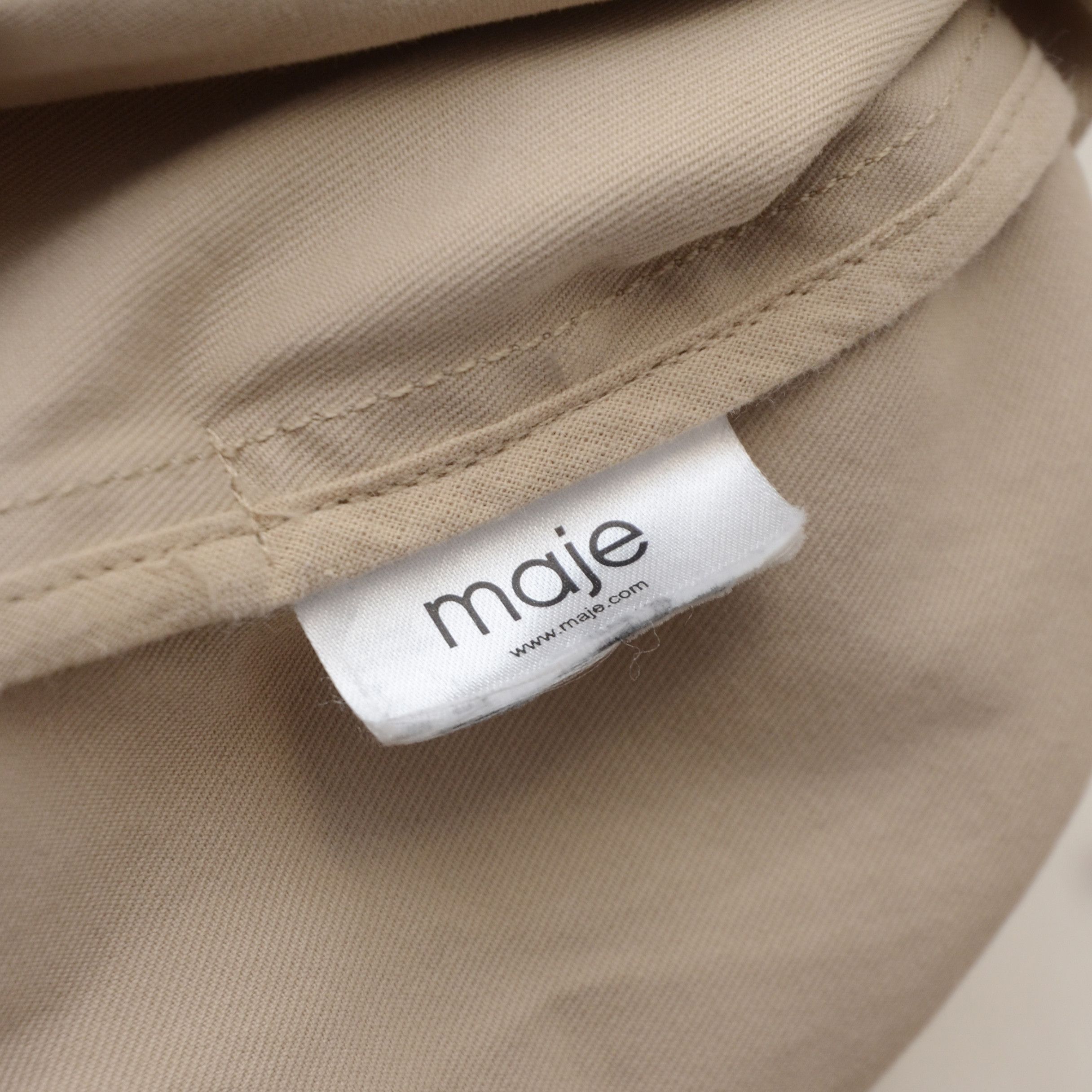 Maje Maje Coat Beige Belted Hooded Long Trench Pockets Designer Size S / US 4 / IT 40 - 10 Thumbnail