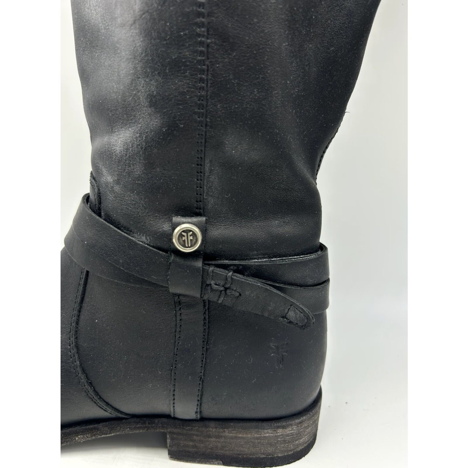 Frye Frye Boots Riding Womans 10 M Melissa Harness Knee High Black Leather Block Heel Straps Equestrian Size US 10 / IT 40 - 5 Thumbnail