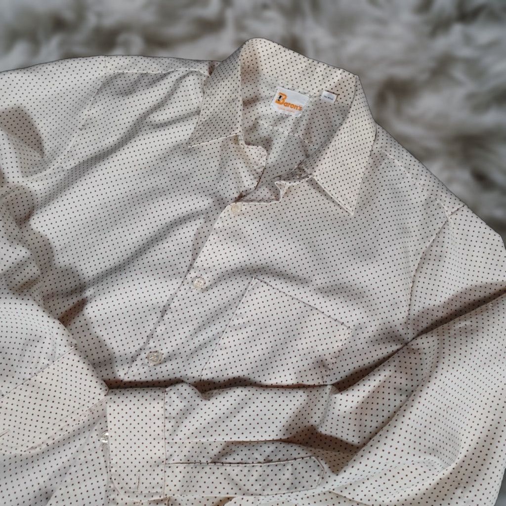 Vintage VINTAGE Barons Polka Dot Button Pocket Shirt Mens XL Lightweight Beige 70s Size US XL / EU 56 / 4 - 1 Thumbnail