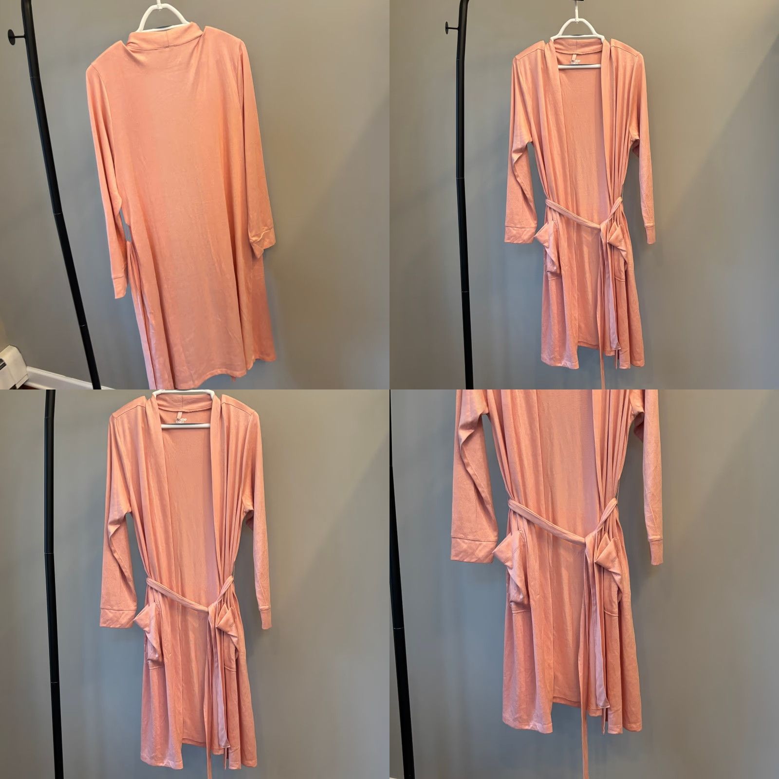 Lands' End Lands' End Cardigan Duster Knit Open Front Long Sleeve Pink Coral - Belted Pockets - Women - Large Size L / US 10 / IT 46 - 8 Thumbnail
