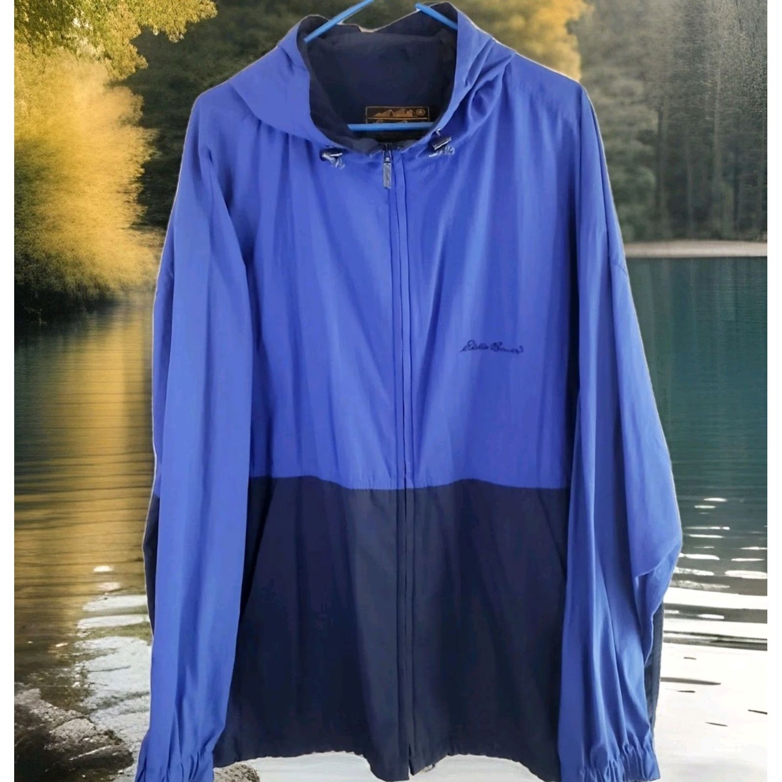 Eddie Bauer VINTAGE Eddie Bauer WeatherEdge Rain Coat Blue Black Mens XL Waterproof Hooded Jacket Size US XL / EU 56 / 4 - 2 Thumbnail